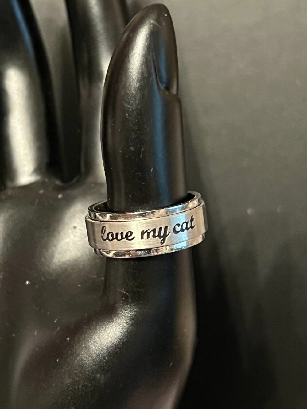Love My Cat Stainless Steel Spinner Ring Size 11 (277)